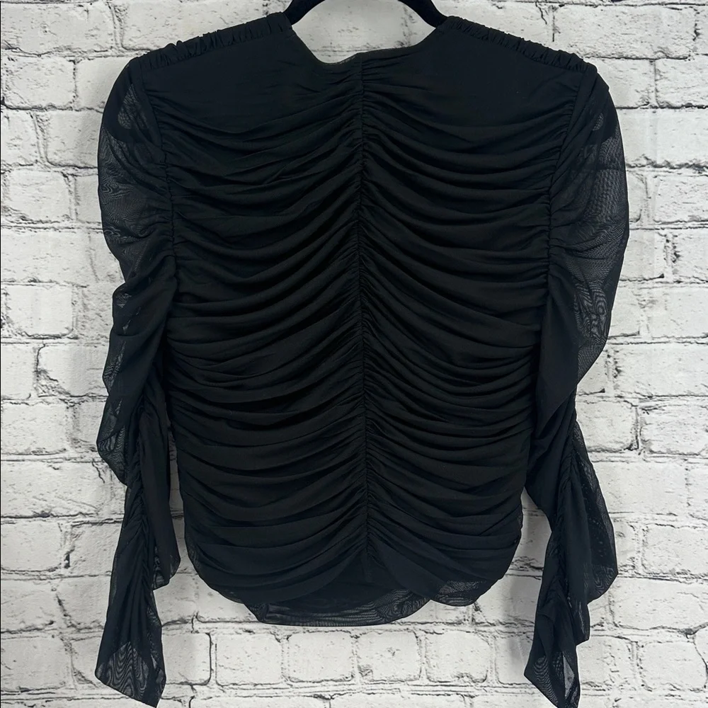 EXPRESS Body Contour Black Mesh Crop Sweetheart Neckline Top -- Size Large EUC!